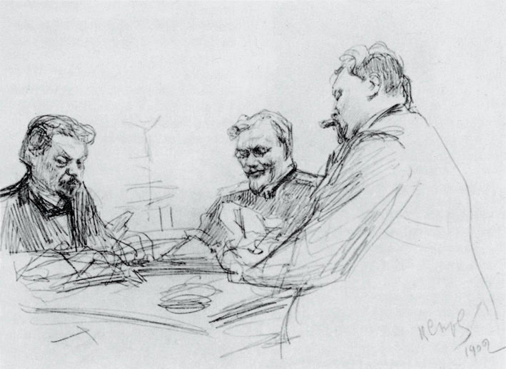  瓦伦丁·亚历山德罗维奇·谢洛夫 Valentin Alexandrovich Serov —— 阿连斯基、波金特与格拉祖诺在一起玩纸牌